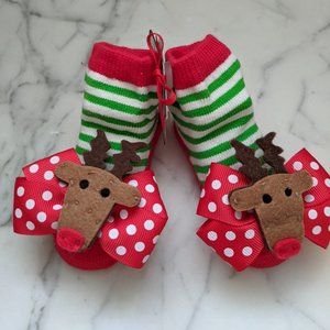 Sold Out Mud Pie Christmas Reindeer Baby Socks